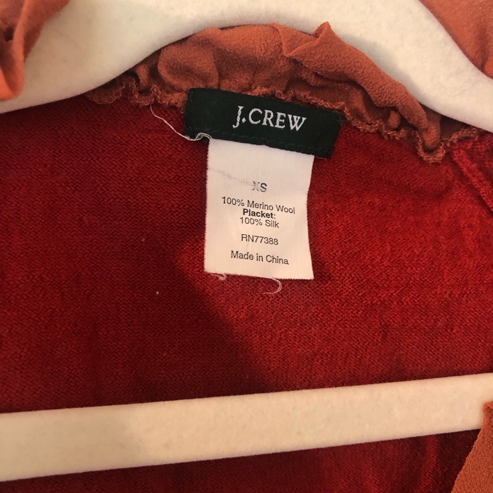 J Crew red Ruffled Cardigan - Picture 6 of 6